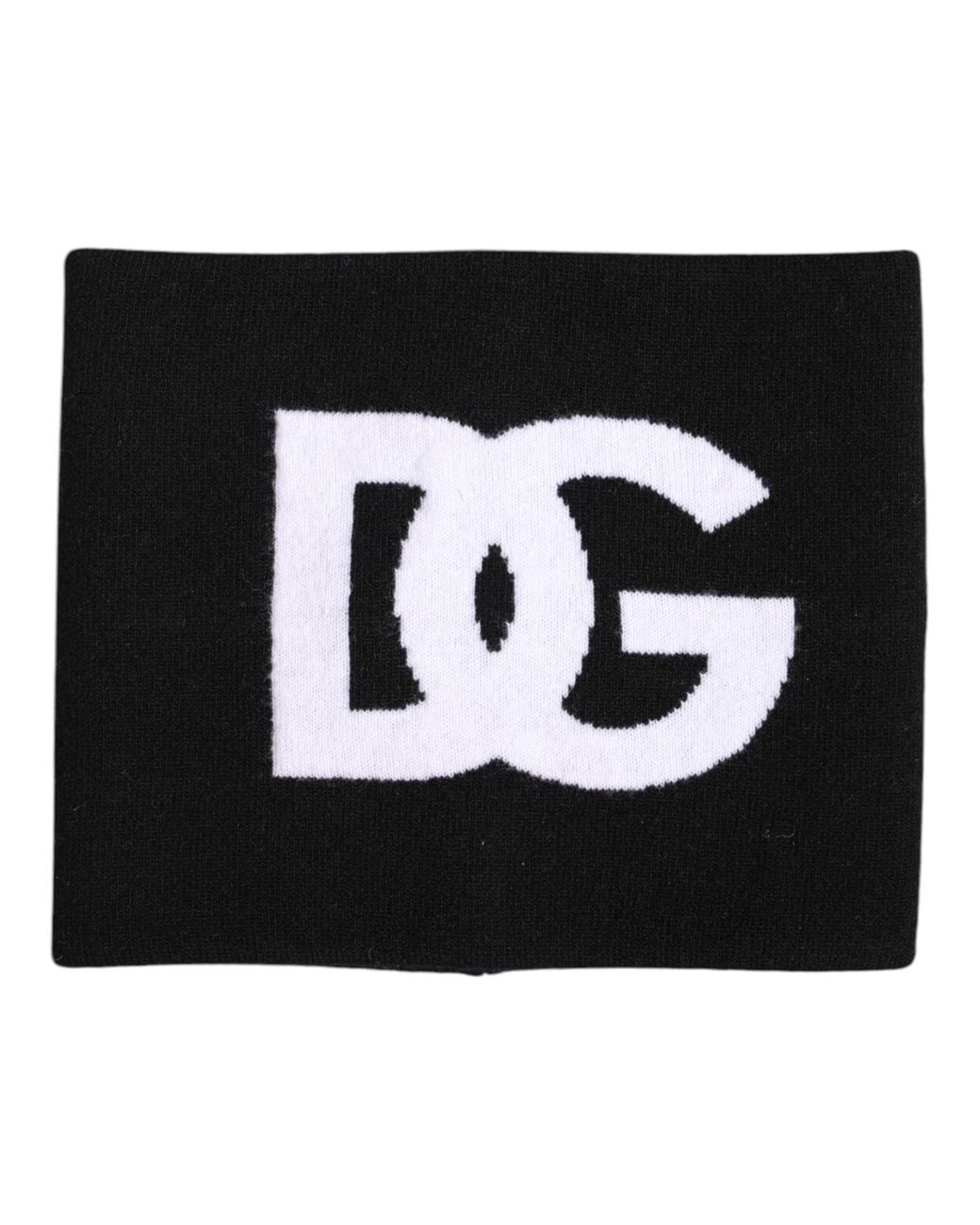 Dolce & Gabbana Black Logo Print Knitted Neck Warmer Scarf for men