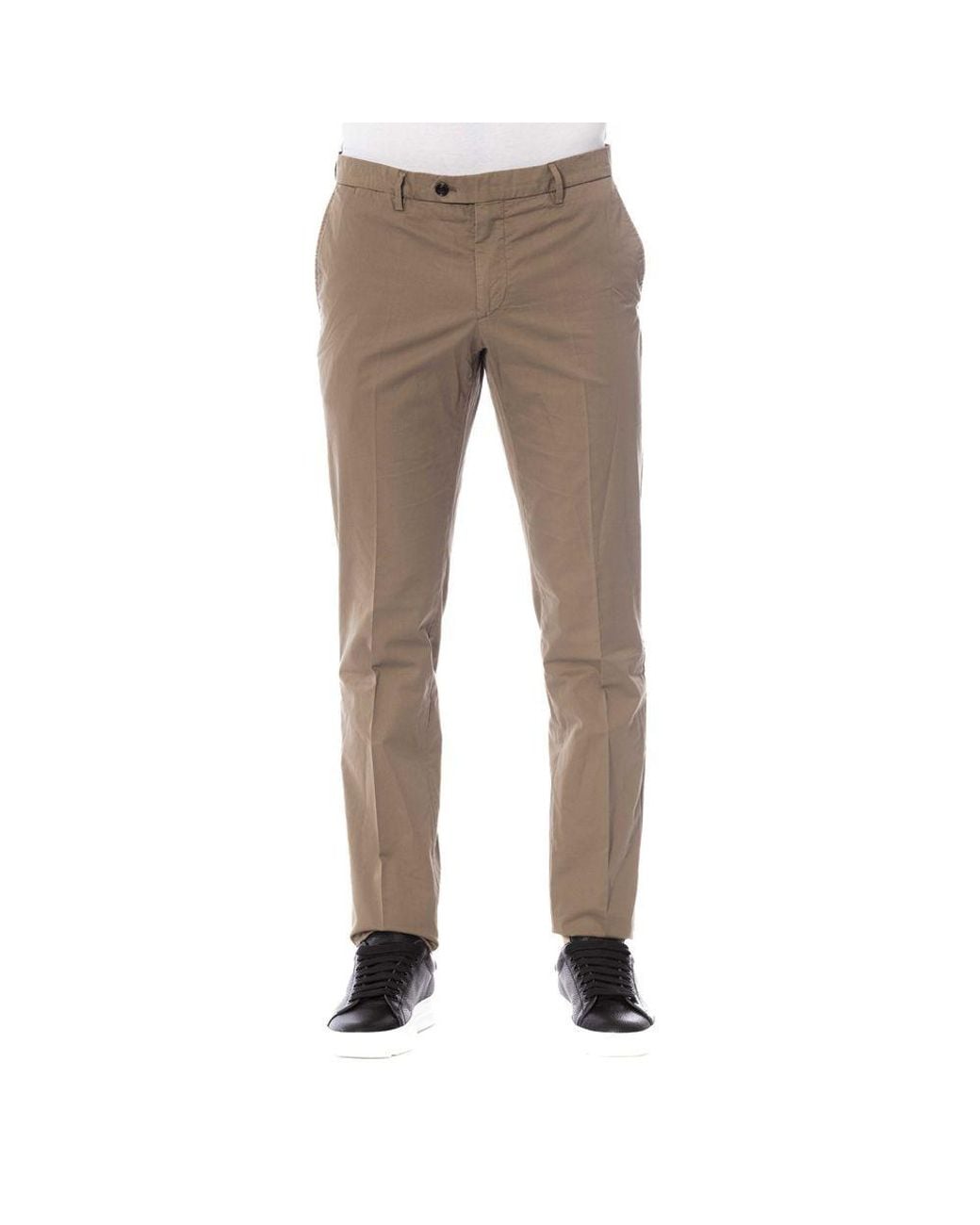 Trussardi Natural Brown Cotton Men Trouser for men