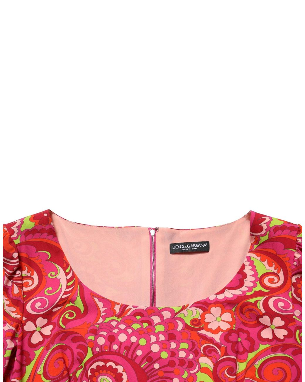 Dolce & Gabbana Red Paisley Floral Print Sheath Midi Dress
