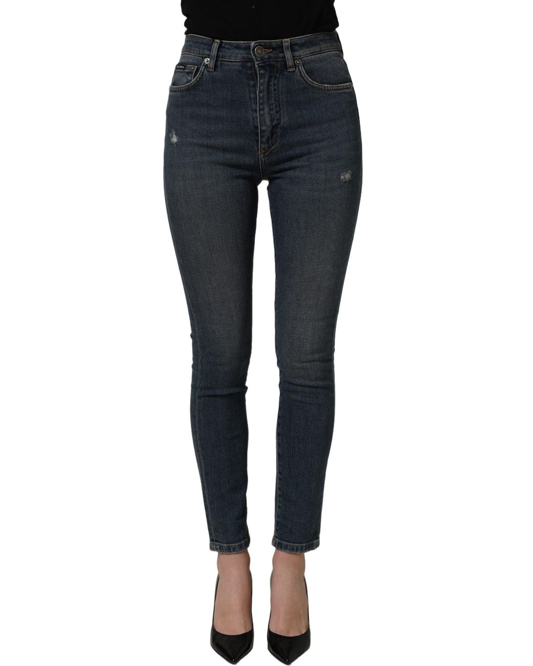 Dolce & Gabbana Blue Cotton Stretch Skinny Denim Trouser Jeans