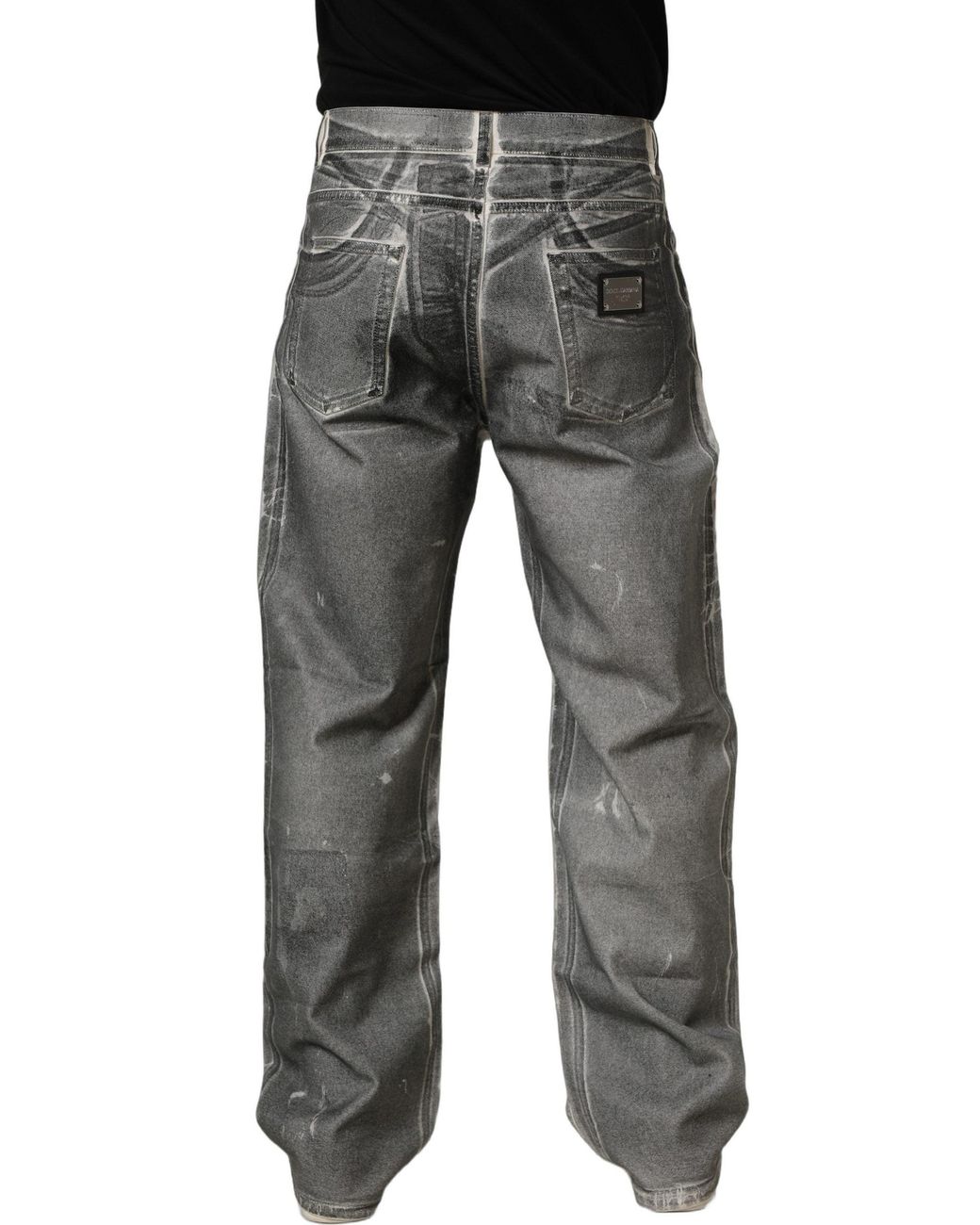 Dolce & Gabbana Gray Grey Washed Mid Waist Straight Denim Jeans for men
