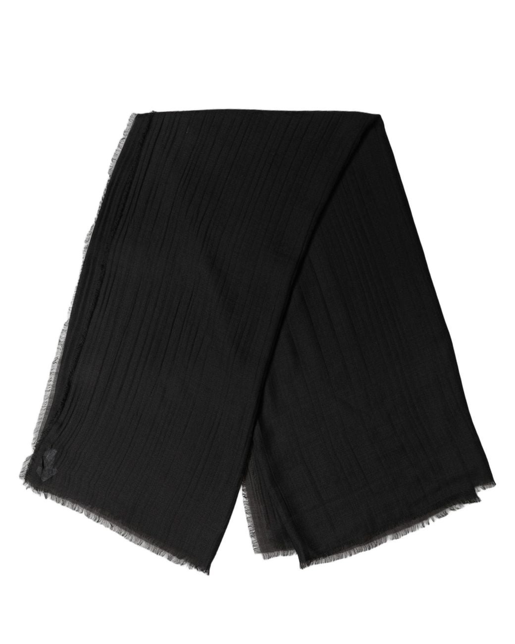 Dolce & Gabbana Black Silk Wool Fringed Men Lace Stole Scarf for men