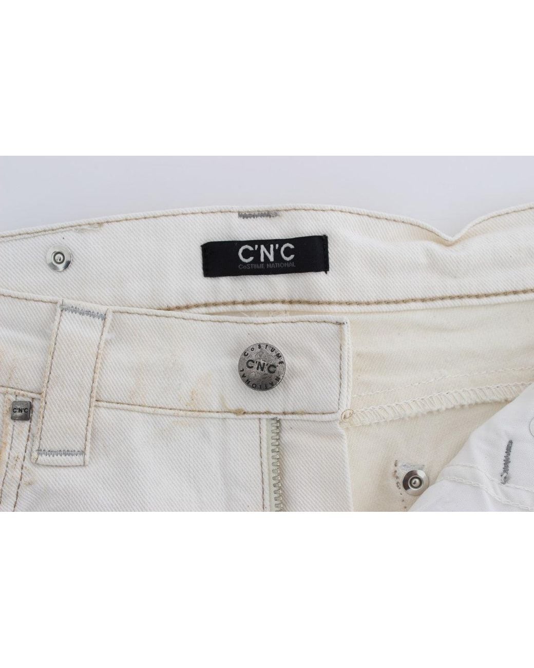 CoSTUME NATIONAL White Cotton Slim Fit Bootcut Jeans