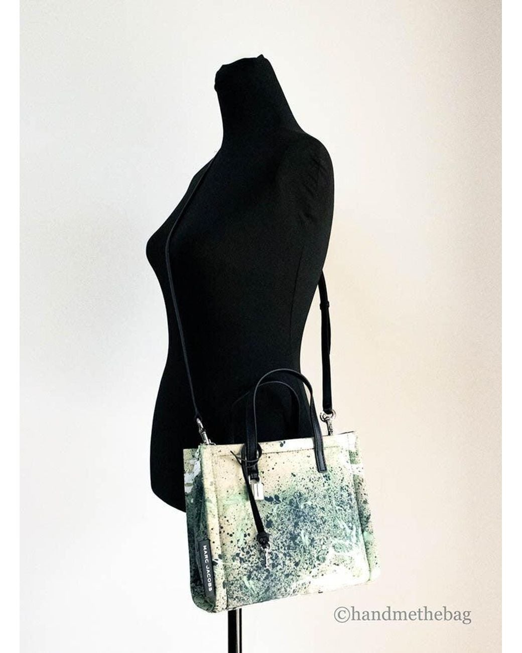 Marc Jacobs Mini Green Multi Splatter Paint Print Nylon Crossbody Tote Handbag