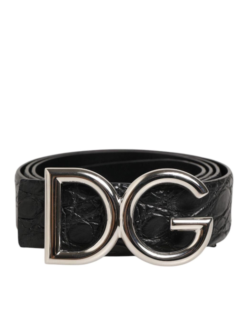 Dolce & Gabbana Black Crocodile Belt With Dg Logo for men