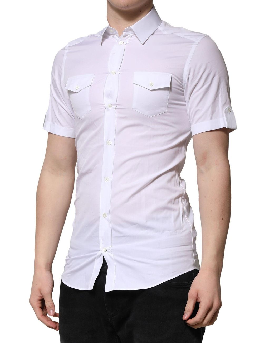 Dolce & Gabbana White Cotton Short Sleeves Casual Shirt for men