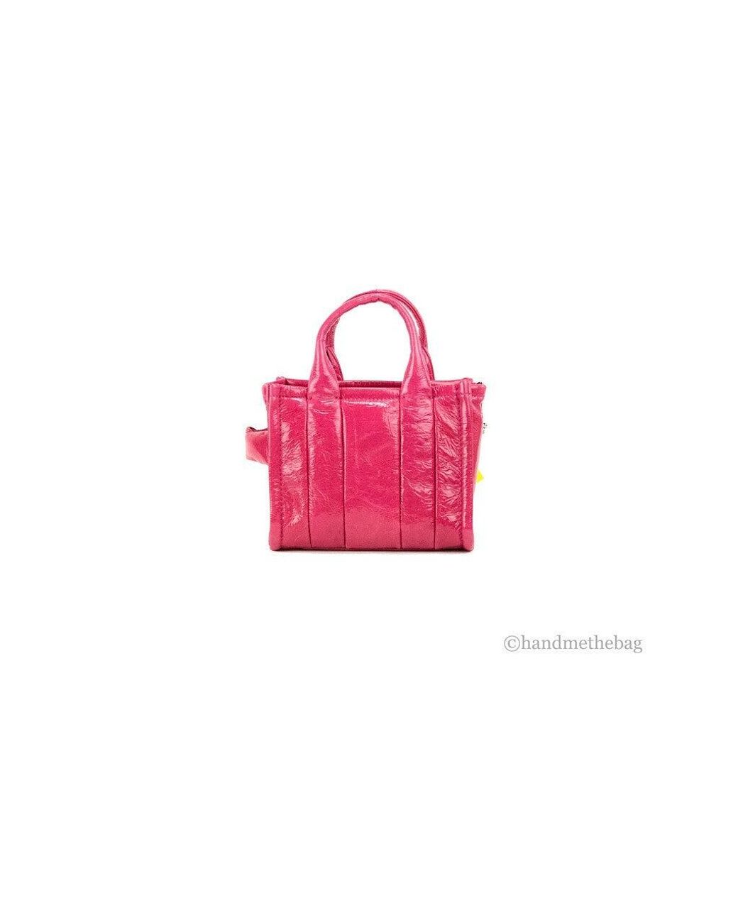 Marc Jacobs Pink The Shiny Crinkle Micro Tote Leather Crossbody Bag Handbag