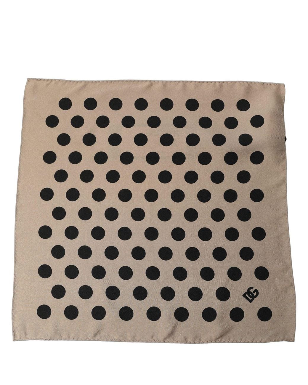 Dolce & Gabbana Metallic Beige Black Polka Dot Square Foulard Scarf for men