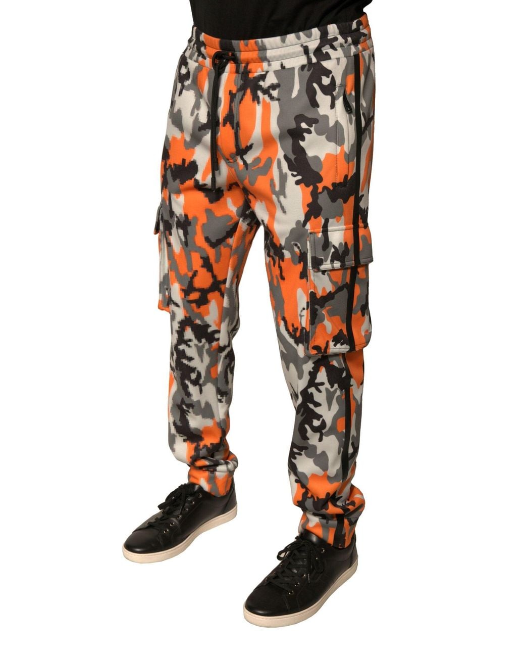 Dolce & Gabbana Orange Multicolor Camouflage Cargo Jogger Pants for men