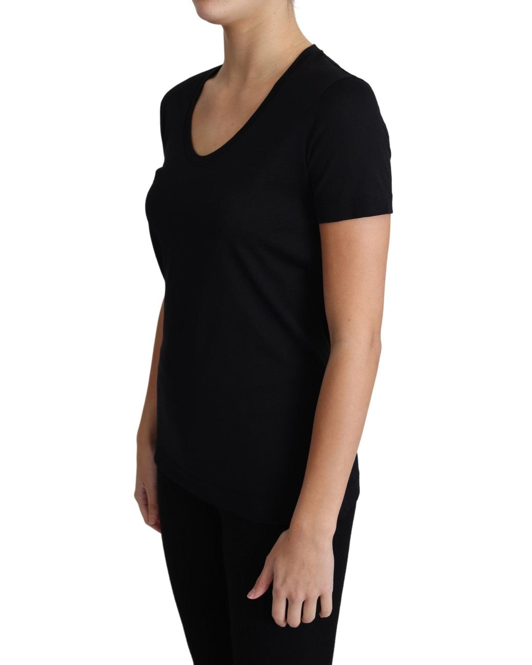 Dolce & Gabbana Black Elegant Wool Round Neck T-Shirt