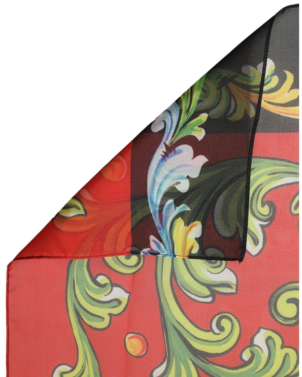 Dolce & Gabbana Red Multicolor Silk Printed Square Foulard Scarf