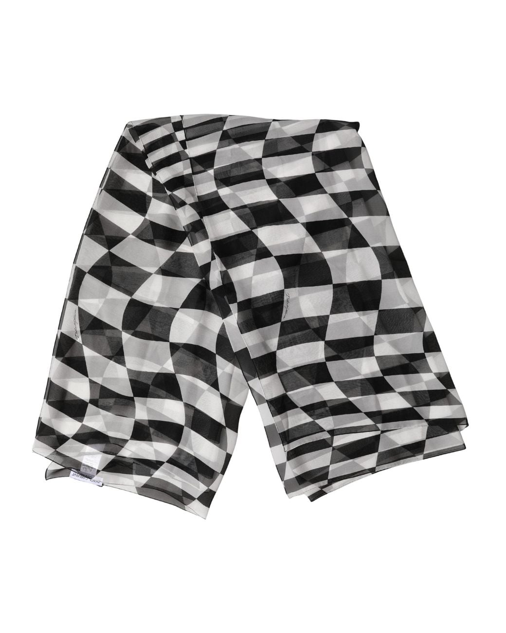 Dolce & Gabbana Black Checkered Silk Foulard Scarf