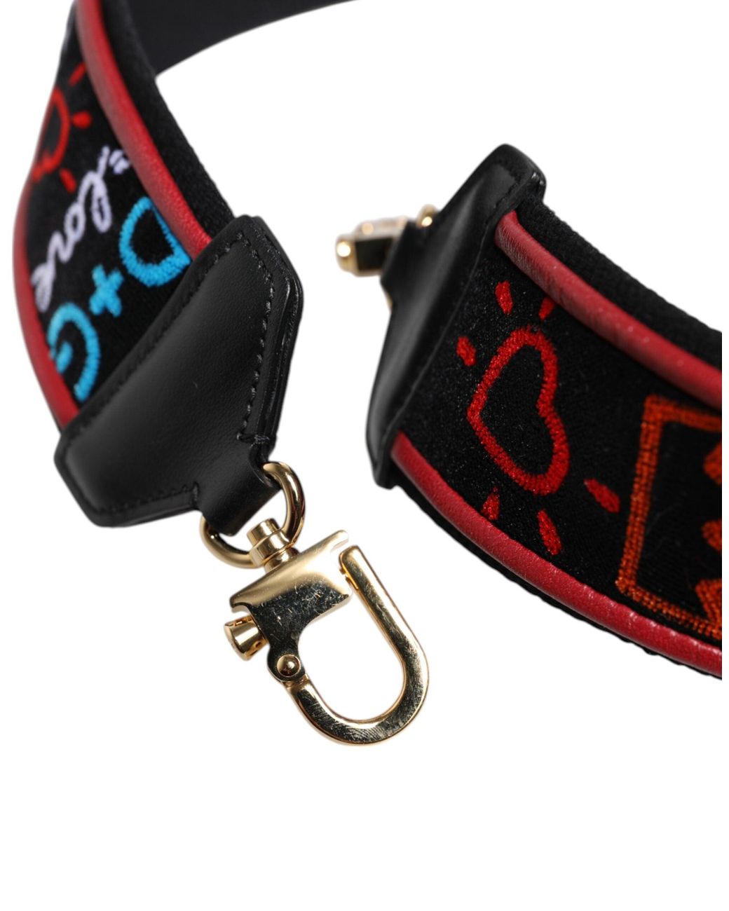 Dolce & Gabbana Black Cotton Printed Bag Accessory Shoulder Strap