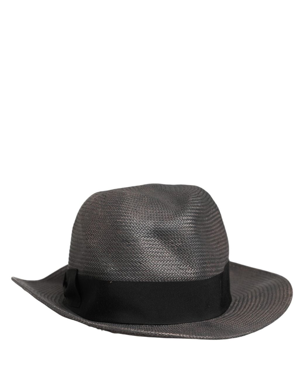 Dolce & Gabbana Men Gray Paper Woven Wide Brim Fedora Hat for men