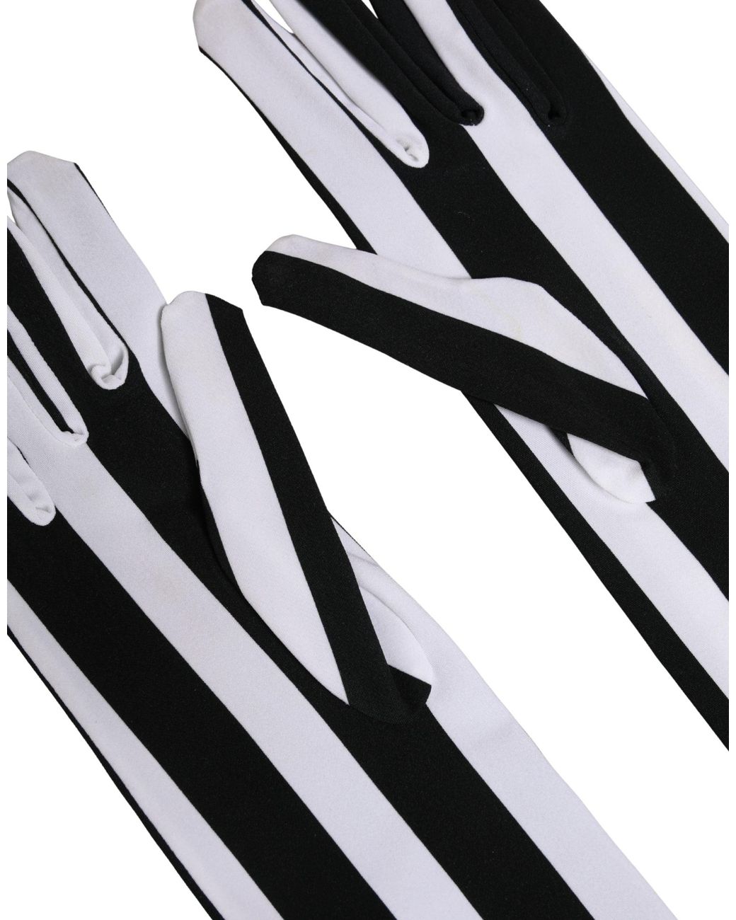 Dolce & Gabbana Black Stripes Nylon Elbow Length Gloves Elastane