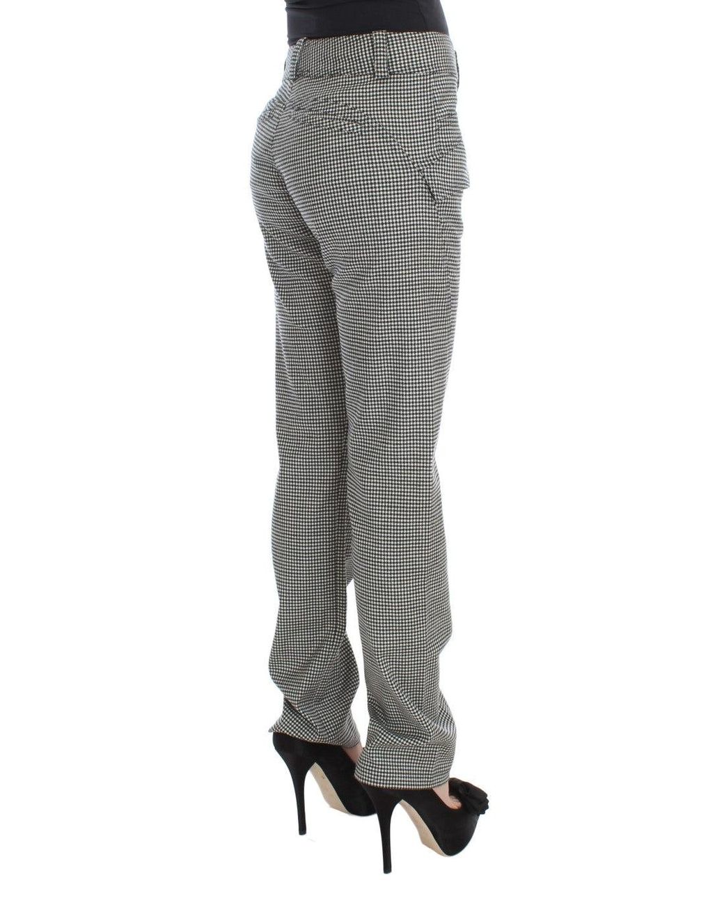 Ermanno Scervino Gray Checkered Cotton Casual Pants