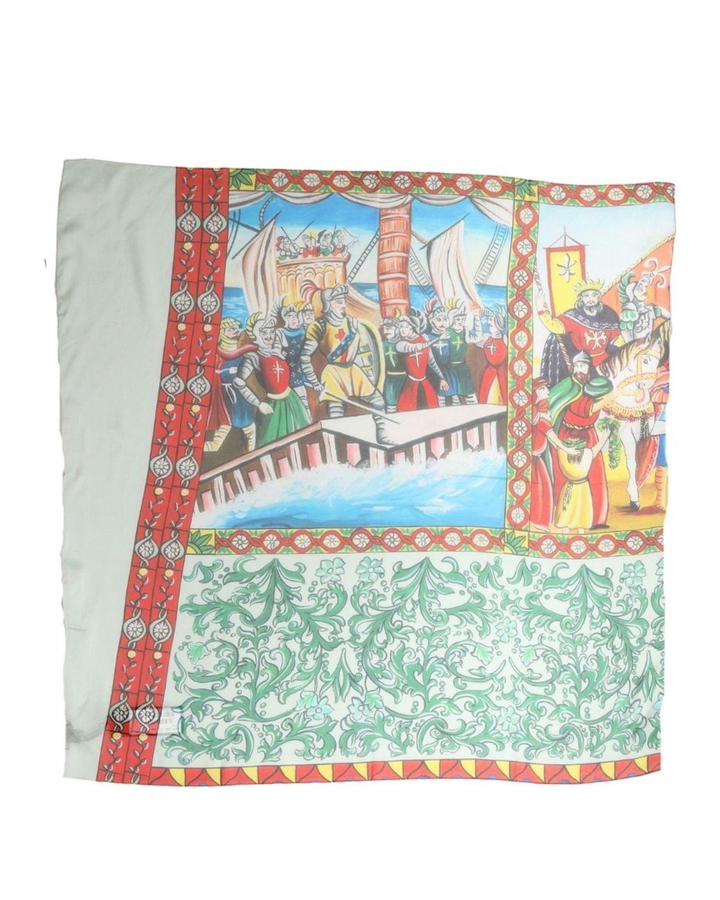Dolce & Gabbana Blue Multicolor Silk Printed Square Foulard Scarf