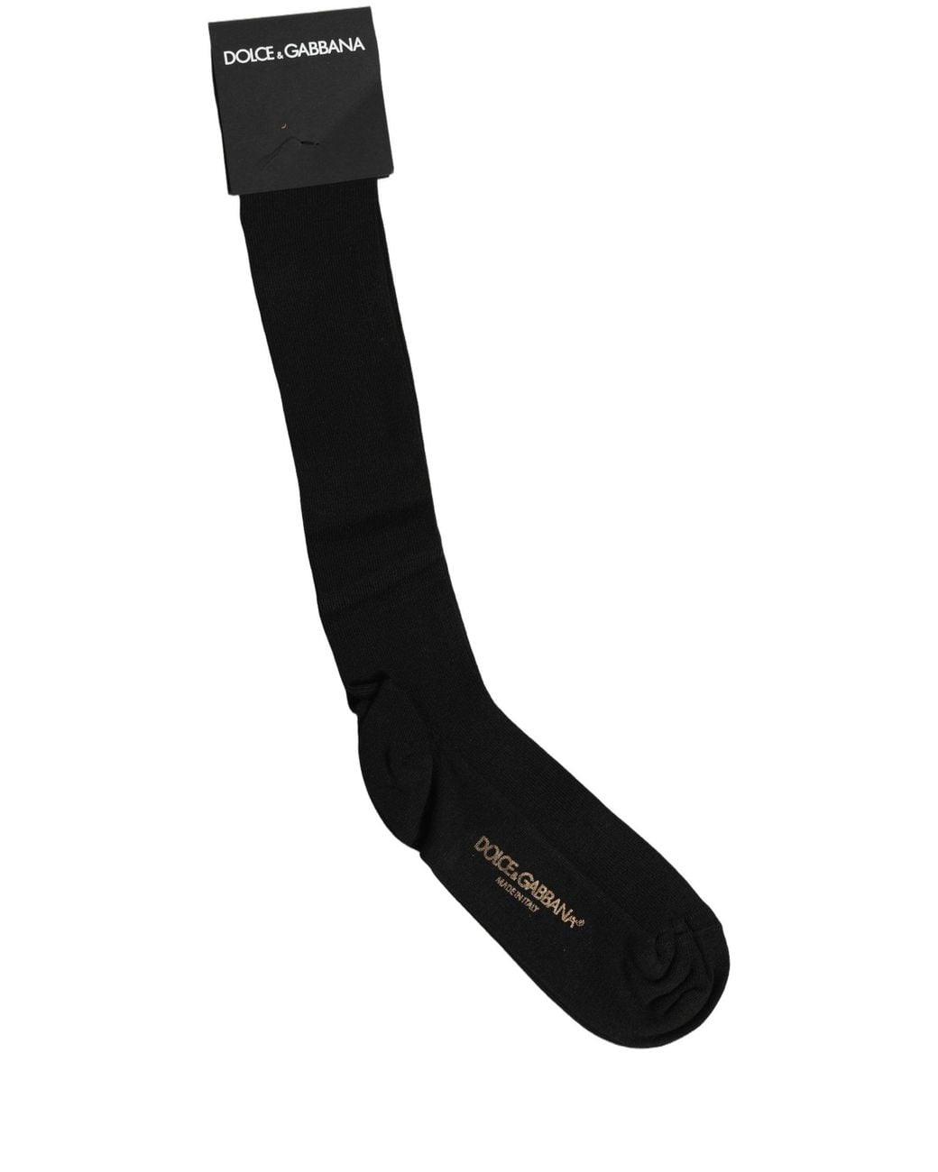 Dolce & Gabbana Black Viscose Logo Over The Calf Accessory Socks
