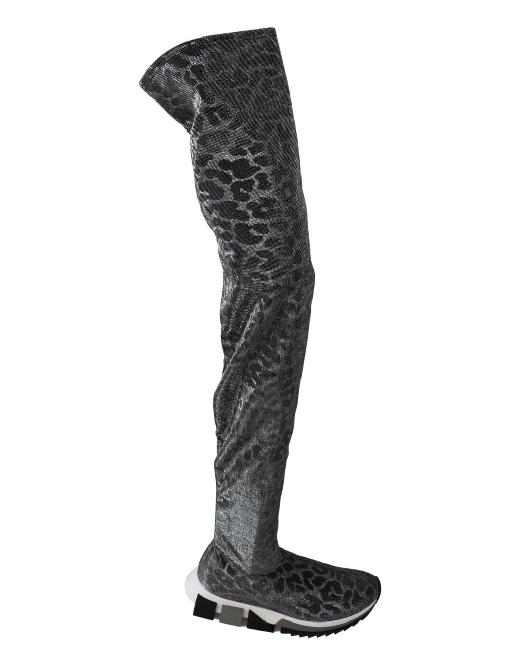 Dolce & Gabbana Black Grau Leopard High Top Sneakers Booties Schuhe