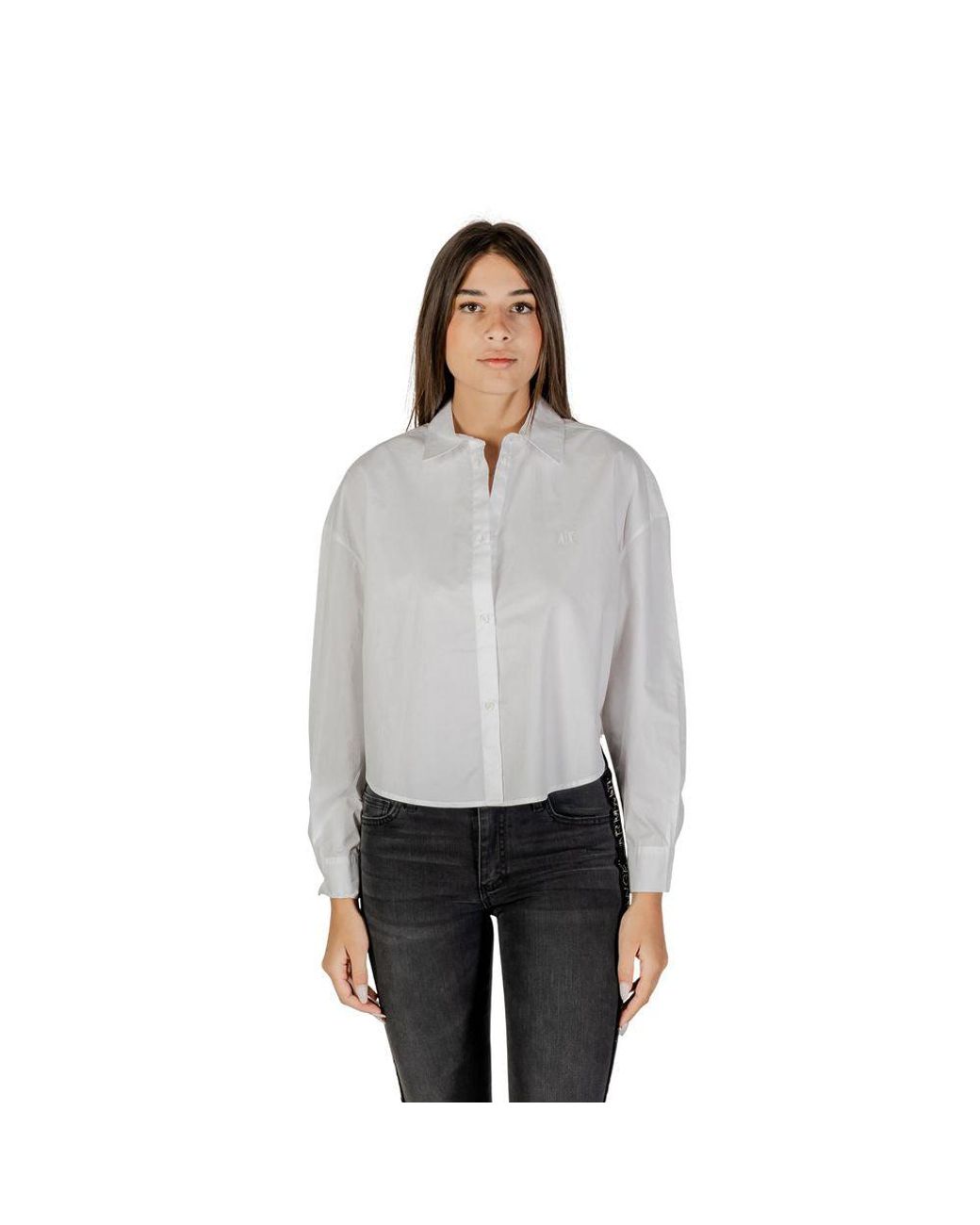 ARMANI EXCHANGE Gray White Cotton Blouse