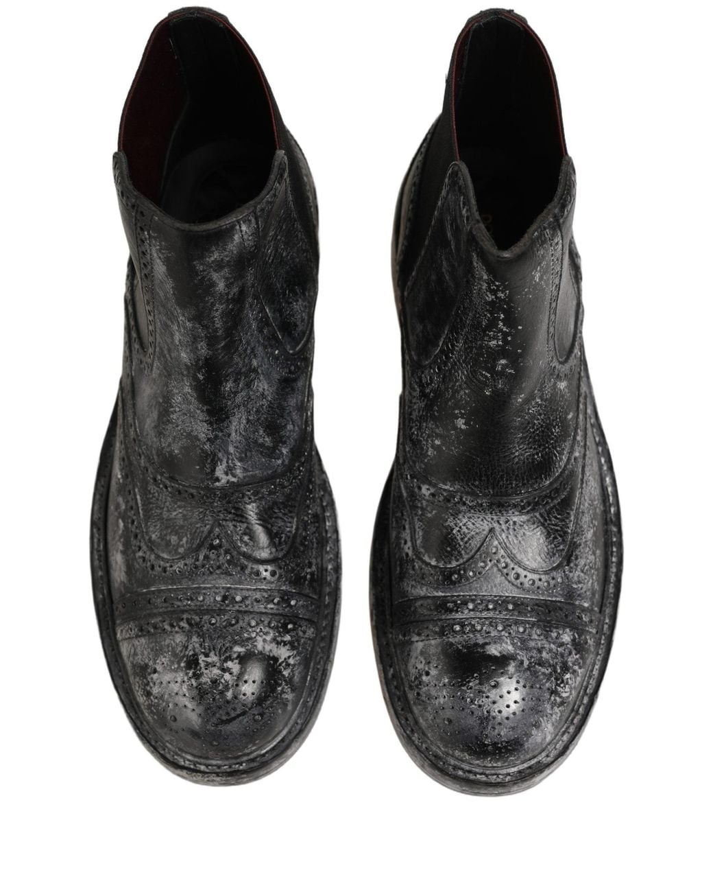 Dolce & Gabbana Black Gray Leather Ankle Chelsea Boots Shoes for men