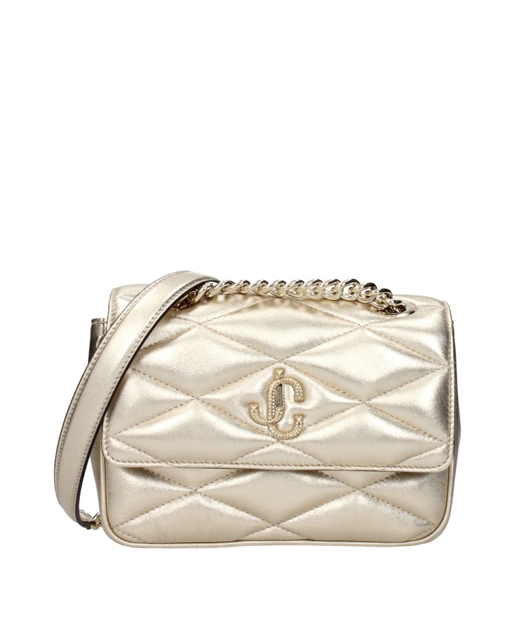 Jimmy Choo Gold Leather Shoulder Bags in Natural | Lyst UK