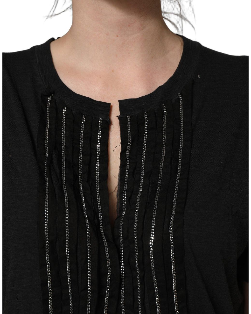 DSquared² Black Chain Embellished Cotton Short Sleeve T