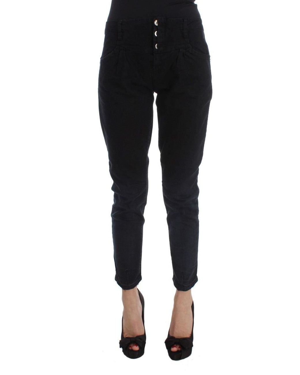 CoSTUME NATIONAL Black Cotton Slim Fit Cropped Jeans