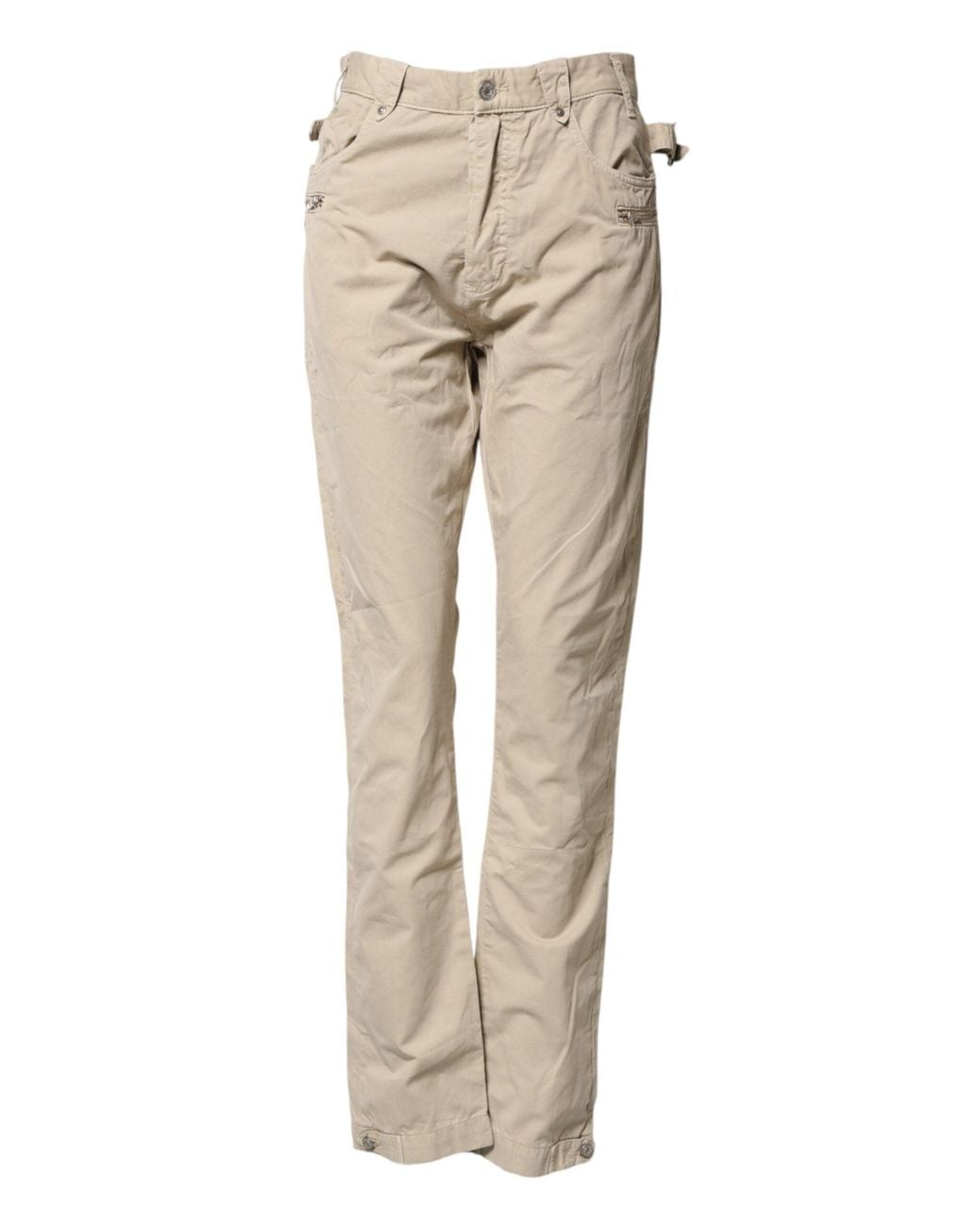 Daniele Alessandrini Natural Beige Cotton Mid Waist Straight Men Denim Jeans for men