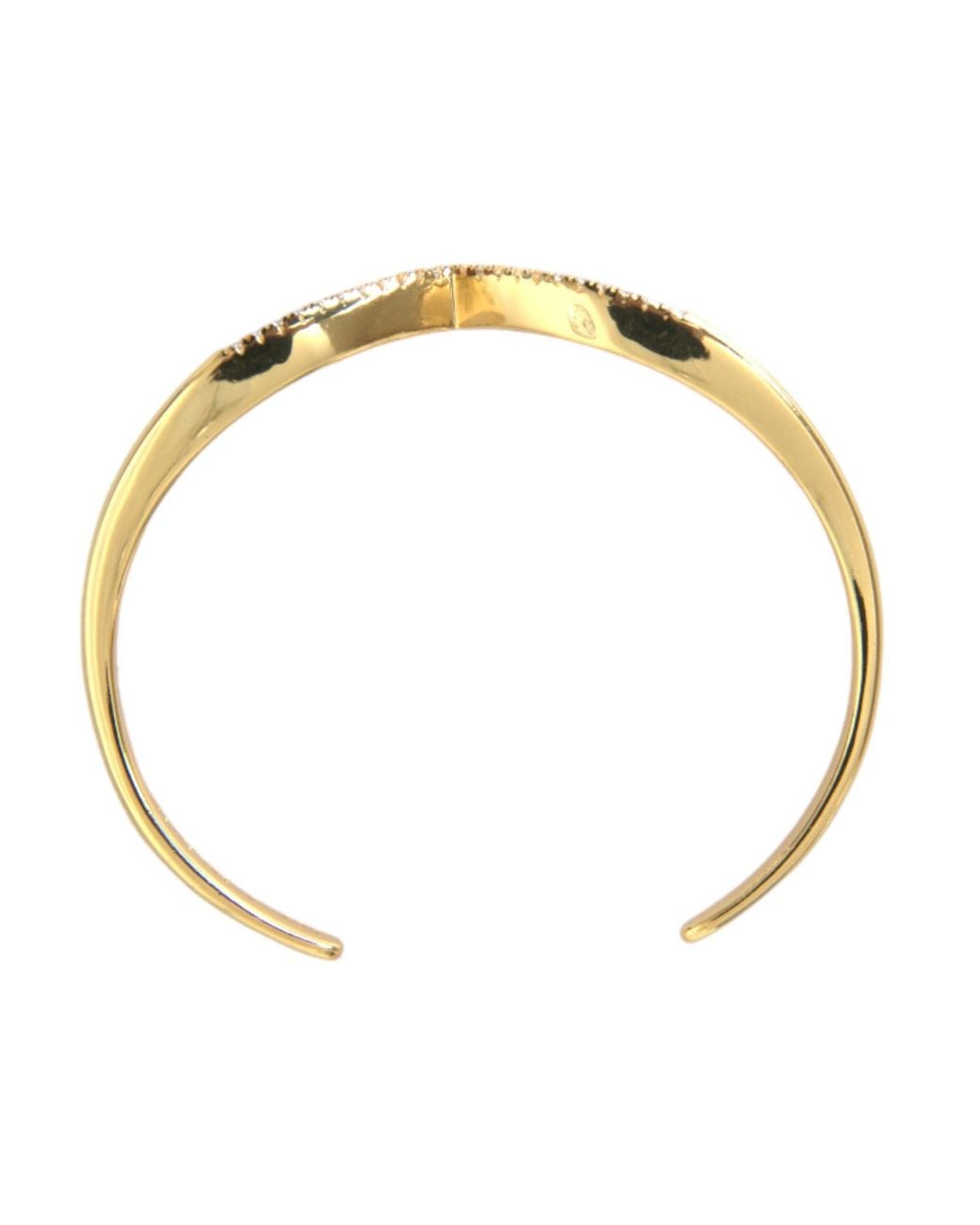 Nialaya Metallic Arched Wing Cuff Skyfall Gold Cz 925 Bracelet