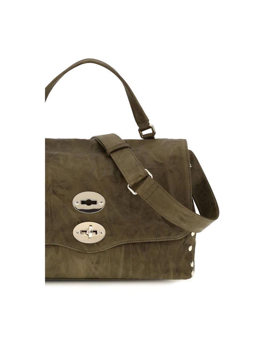 Zanellato Green Brown Suede Leather Handbag