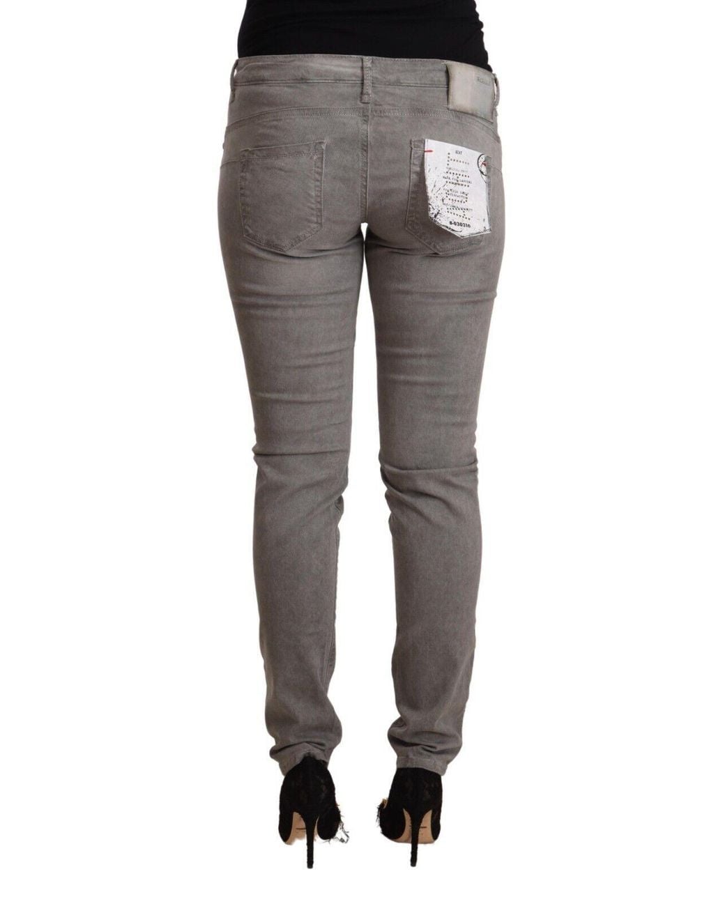 Acht Gray Cotton Low Waist Skinny Push Up Denim Jeans