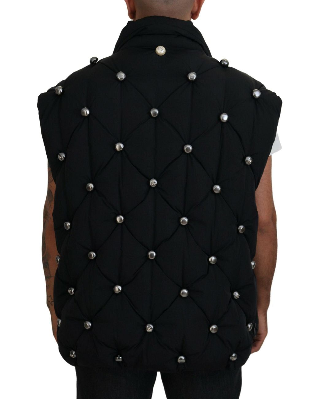 Dolce & Gabbana Black Sleeveless Dg Metal Embellishment Jacket for men