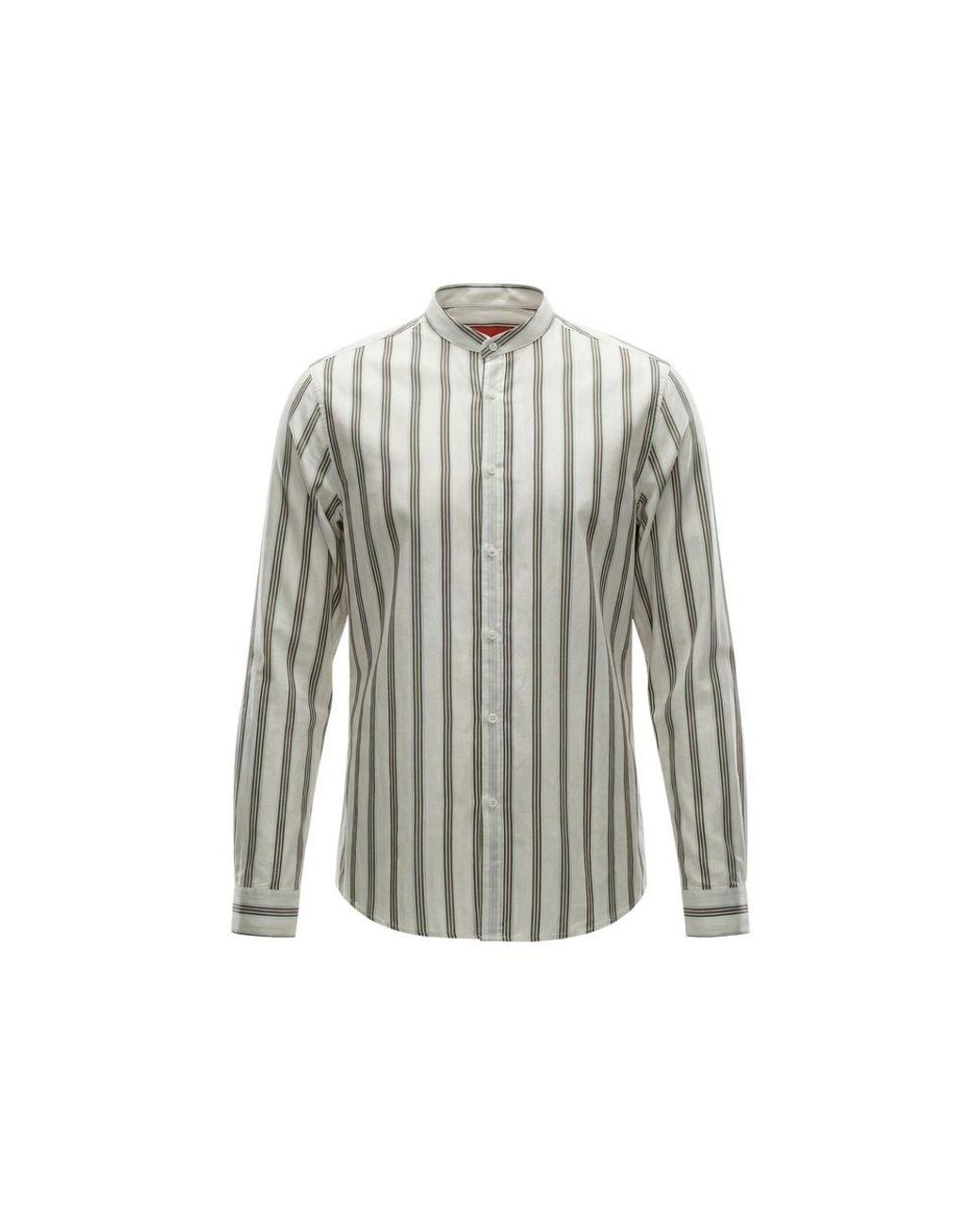 Gianni Lupo Gray White Cotton Pattern Shirt for men