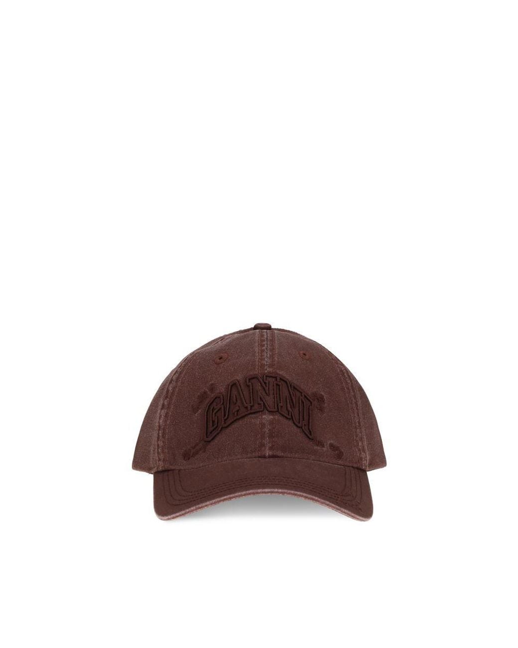 Ganni Brown Bordeaux Cotton Cap (baseball Hat)