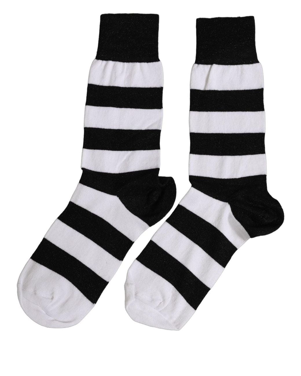 Dolce & Gabbana Black White Stripes Mid Calf Accessory Socks