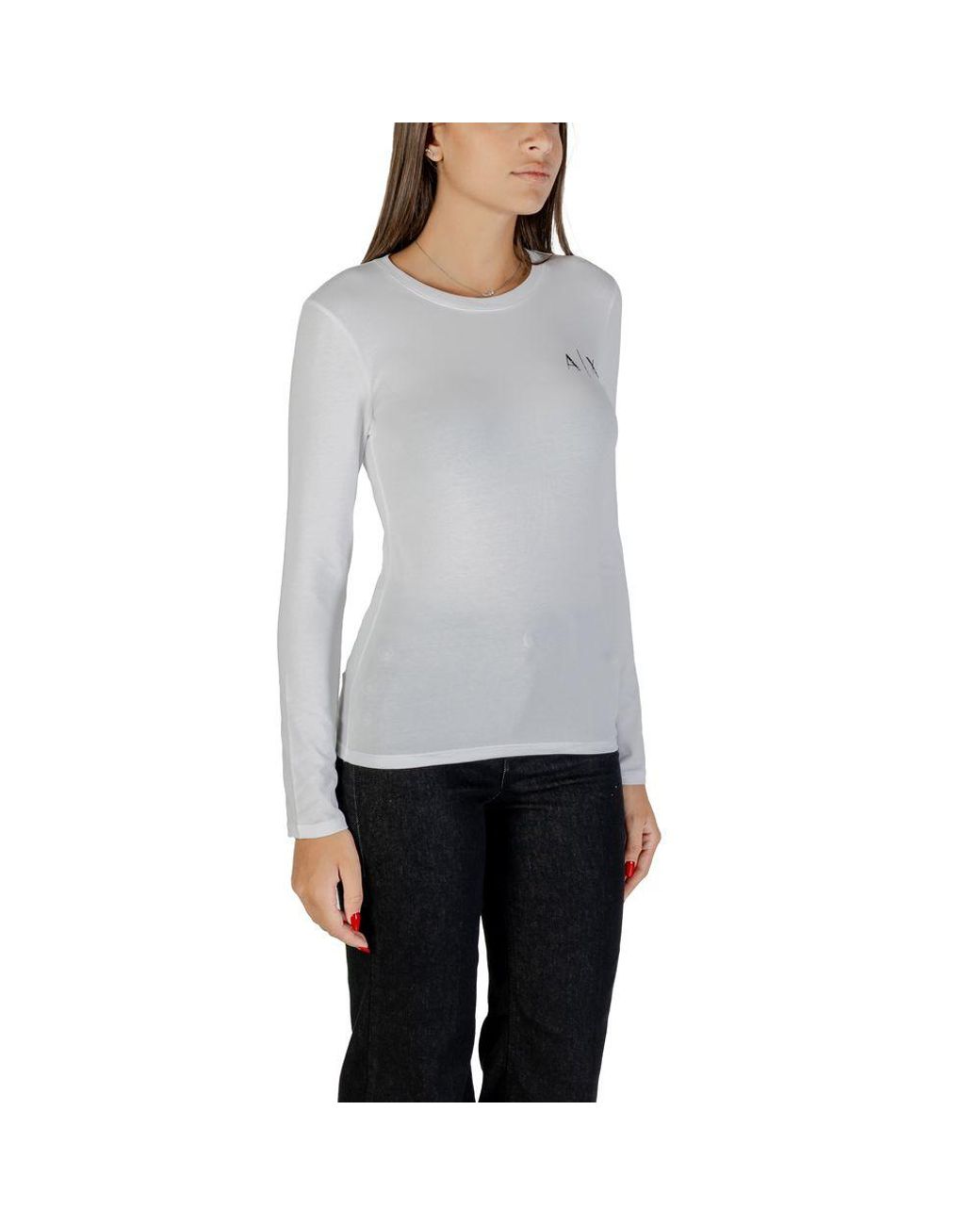 ARMANI EXCHANGE Gray White Cotton Long Sleeve T
