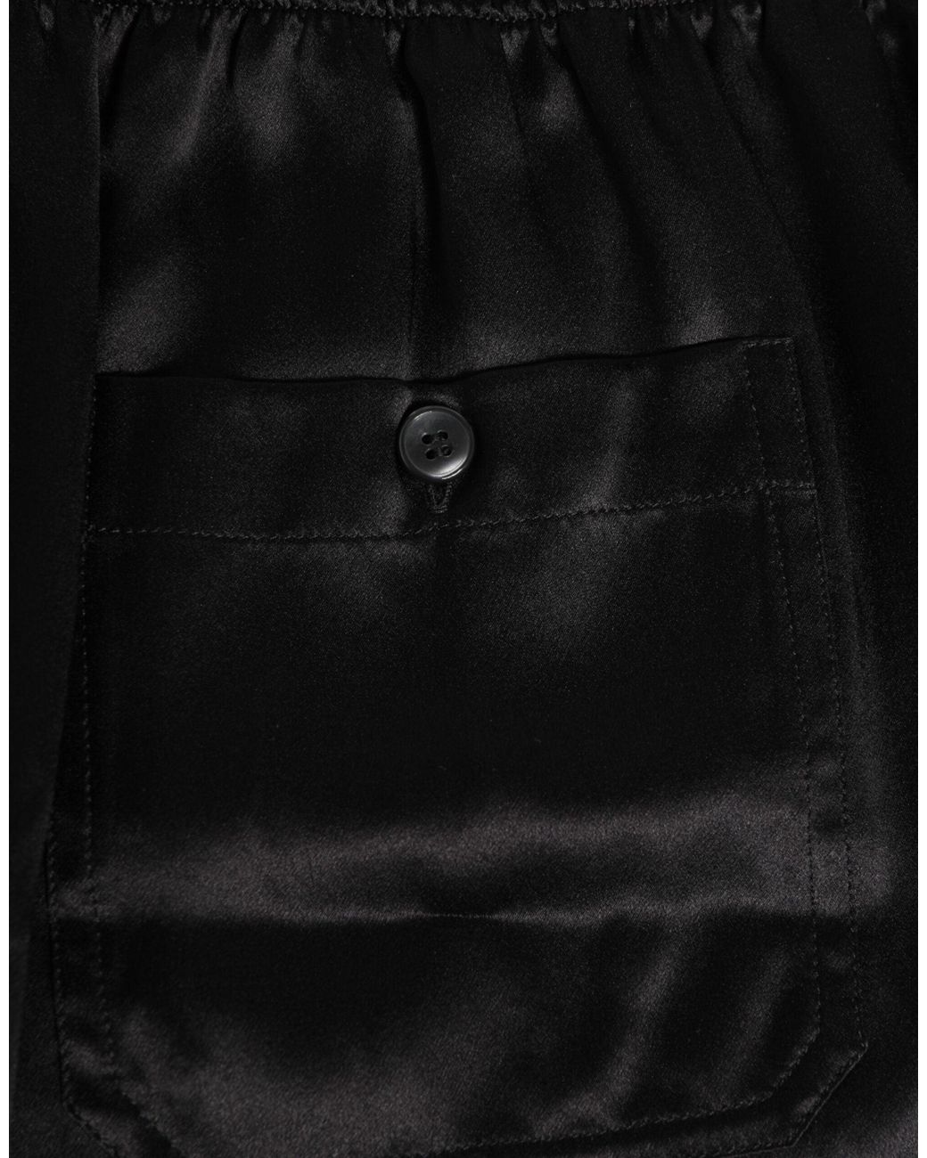 Dolce & Gabbana Black Silk Satin Elastic Men Boxer Short Swimwear for men