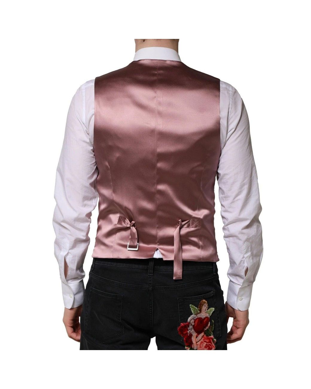 Dolce & Gabbana Pink Wool Dress Formal Men Waistcoat Vest for men