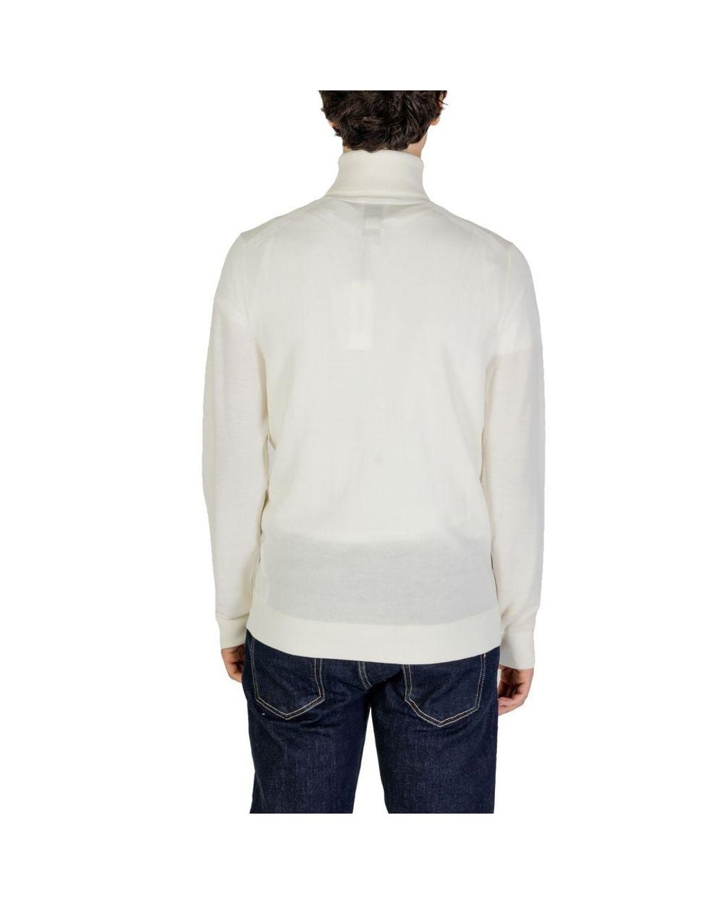 Calvin Klein Gray Cream Wool Turtleneck for men