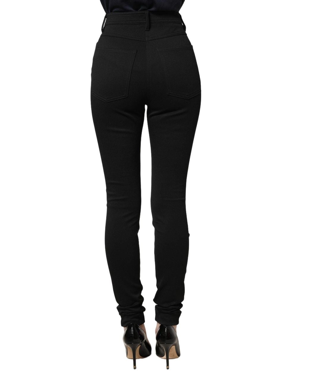 Dolce & Gabbana Black Nylon Stretch Skinny High Waist Pants Elastane