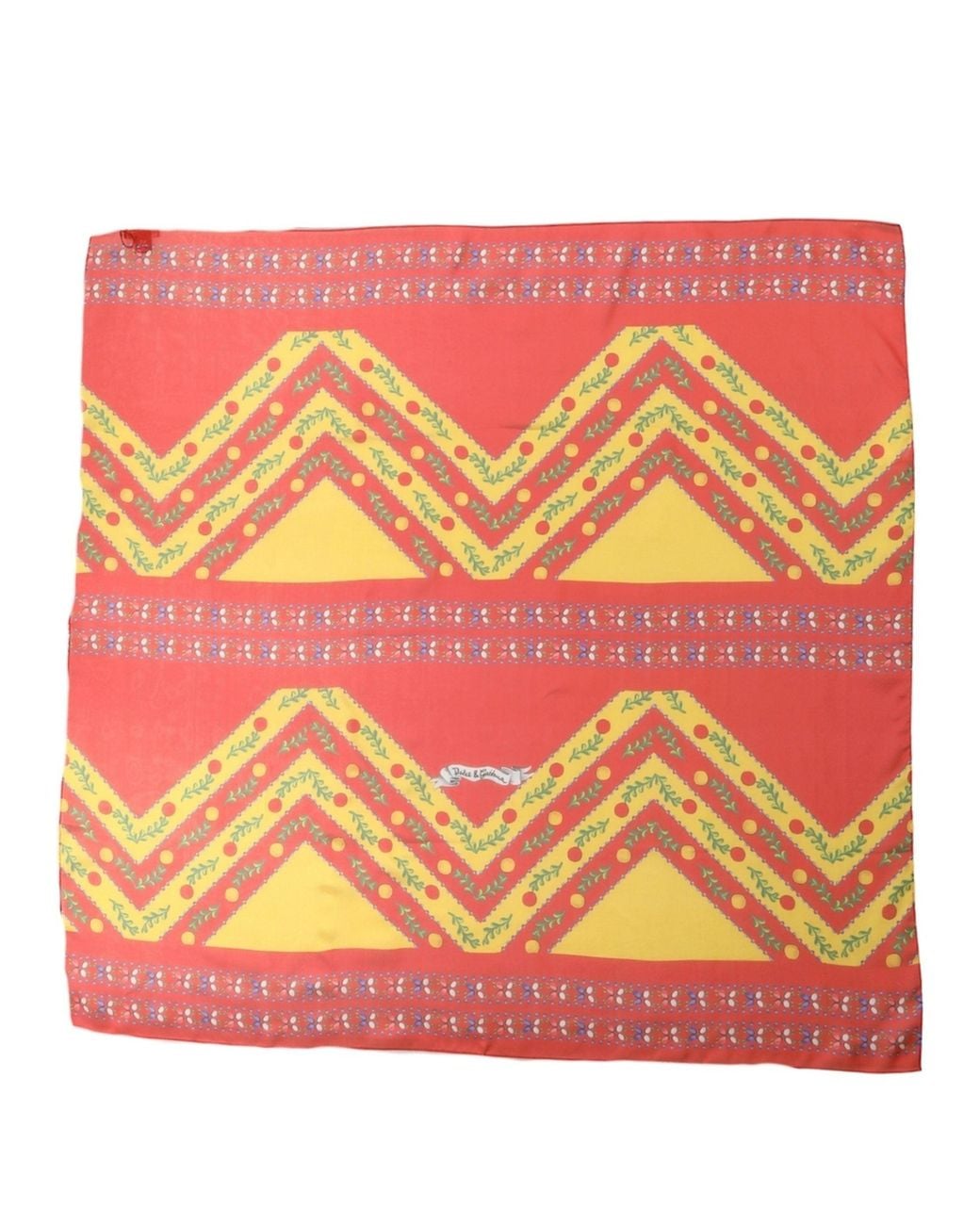 Dolce & Gabbana Pink Multicolor Silk Geometric Square Foulard Scarf