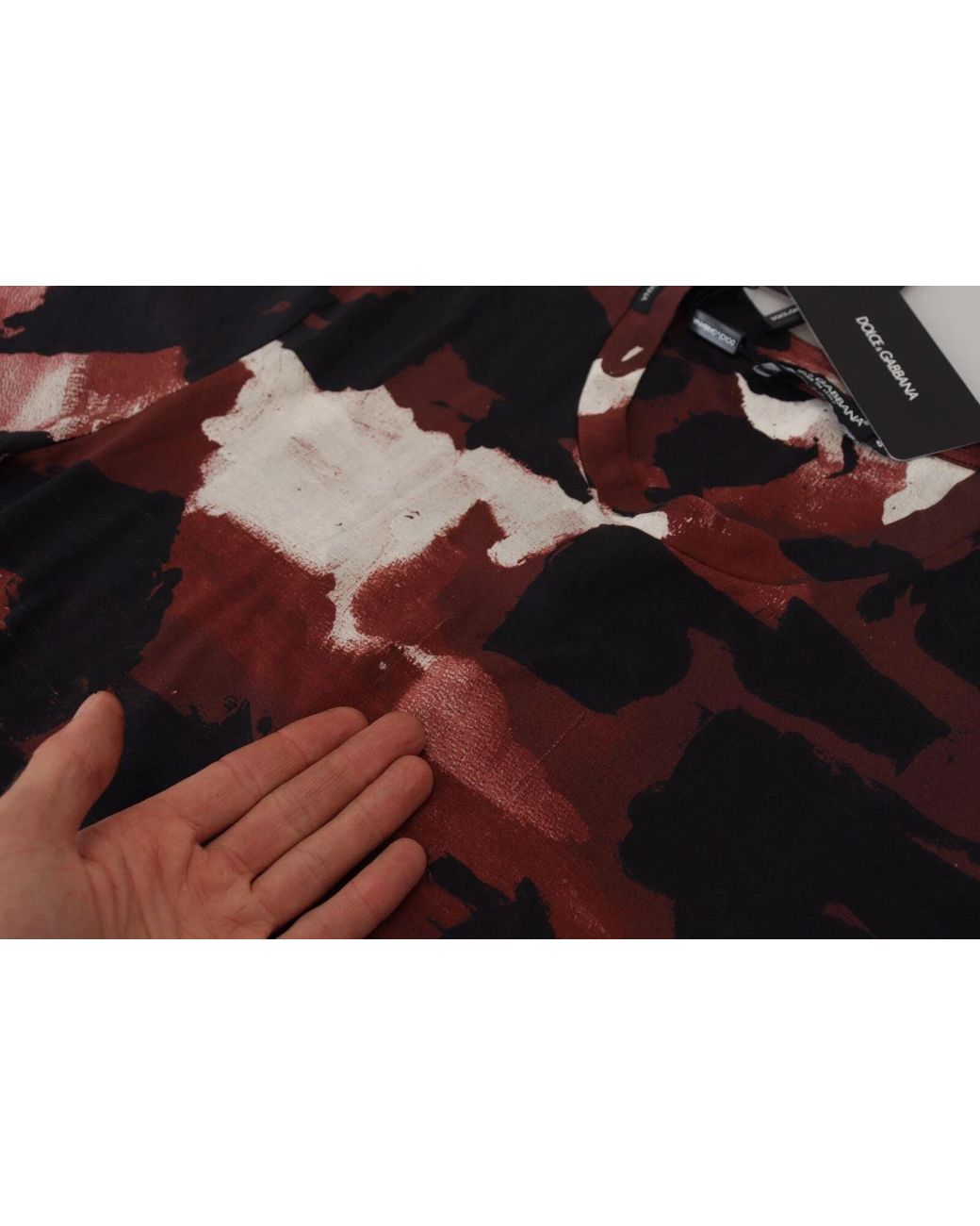 Dolce & Gabbana Black Multicolor Tie Dye Cotton Crew Neck T for men