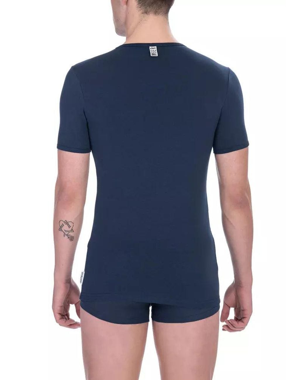 Bikkembergs Blue Sleek Crew Neck Cotton Blend Tee for men