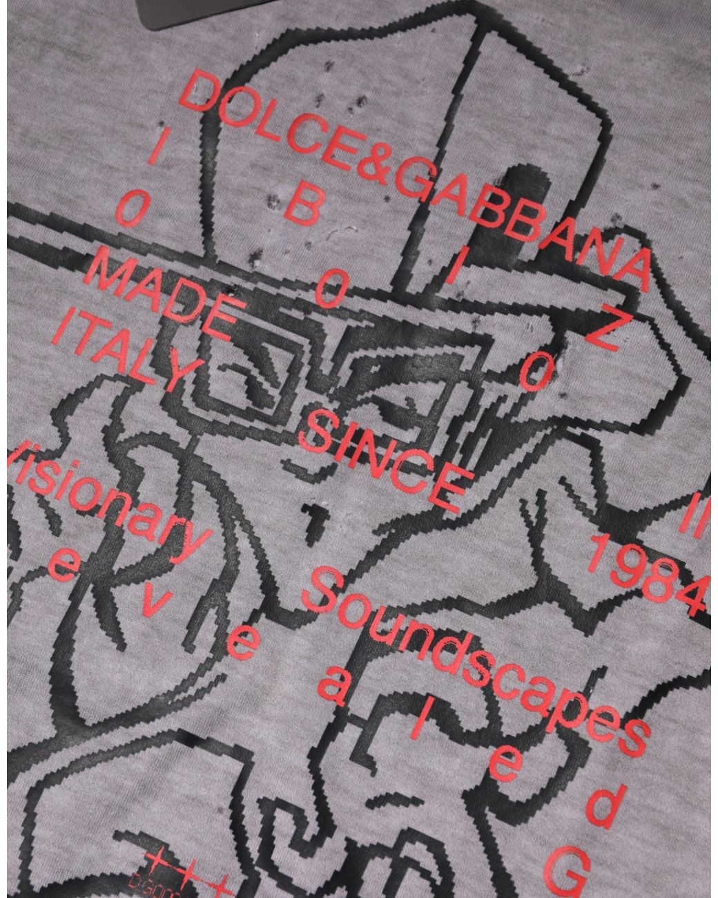 Dolce & Gabbana Gray Graphic Print Tshirt for men