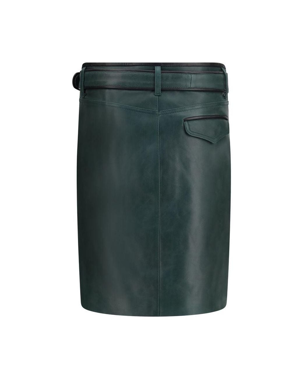 Marni Green Bicolor Calf Leather Bos Taurus Long Skirt