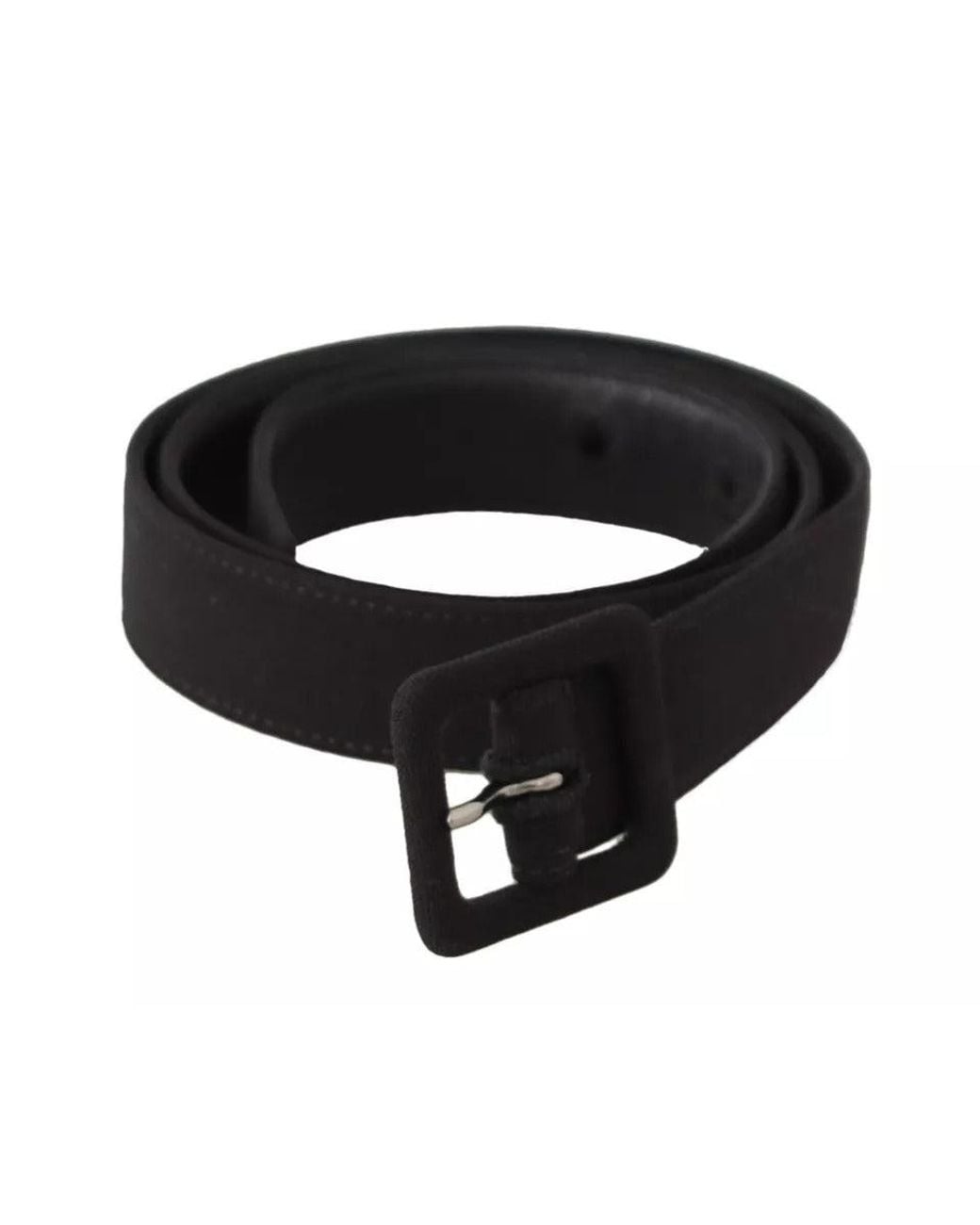 Dolce & Gabbana Black Velvet Leather Logo Waist Buckle Belt