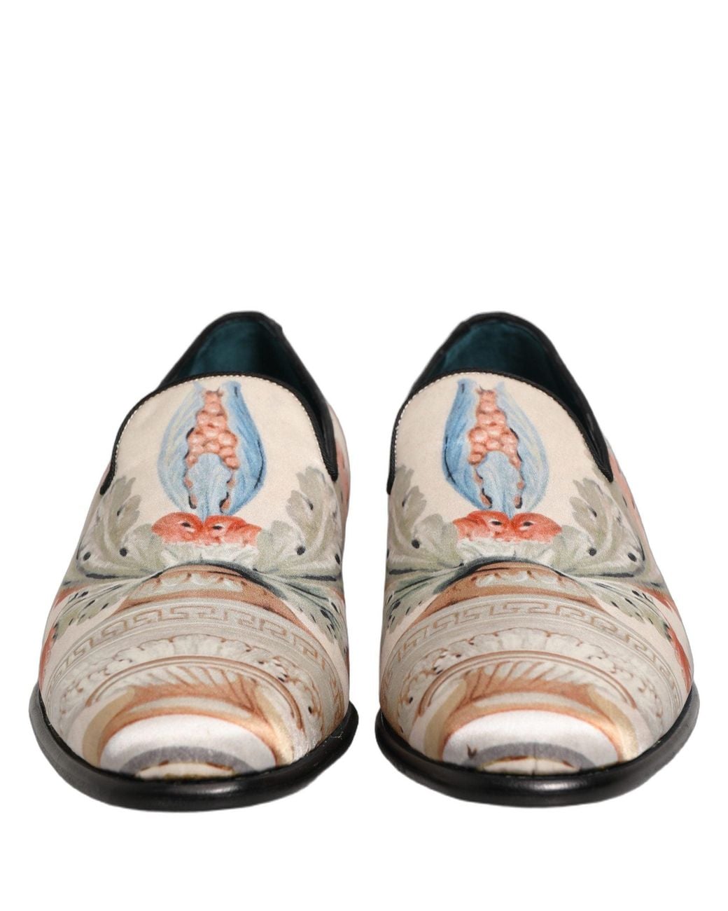 Dolce & Gabbana White Floral Vase Slip On Dress Loafers Shoes for men