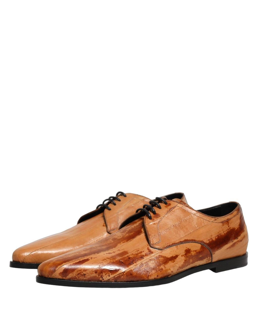 Dolce & Gabbana Brown Leather Lace Up Men Derby Dress Shoes for men