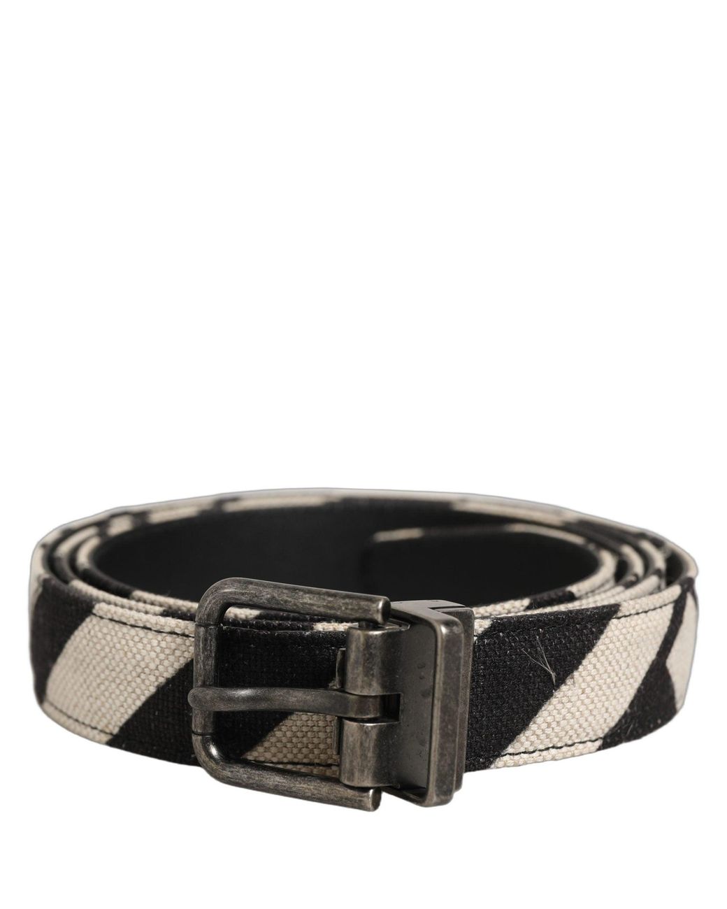 Dolce & Gabbana Black Ivory Tone Metal Buckle Belt, Canvas for men